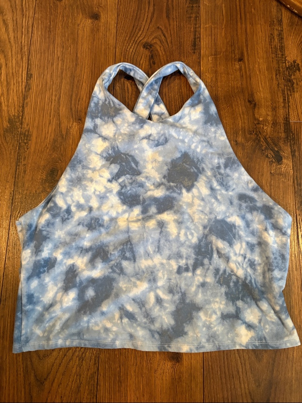 Abercrombie & Fitch Light Blue and White Tie-Dye Halter Top